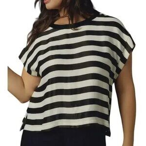 NWT Maeve (Anthropologie) B&W Stripe Batwing Blouse
